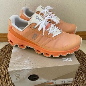 On Running Cloudventure Orange and White Sneakers